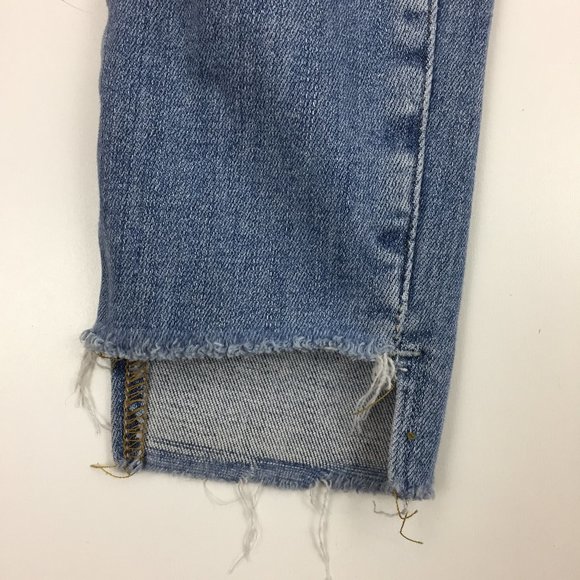 FRAME Le Skinny De Jeanne Westway Light Wash Raw Edge Step Hem Slim Fit Jeans - Picture 7 of 11